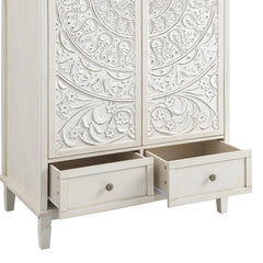 Signature Whitewashed Carved Double Wardrobe