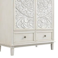 Signature Whitewashed Carved Double Wardrobe