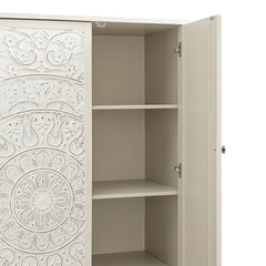Signature Whitewashed Carved Triple Wardrobe