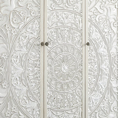 Signature Whitewashed Carved Triple Wardrobe