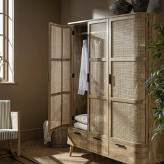 Regal Curved Rattan Triple Wardrobe, Natural