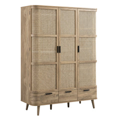 Regal Curved Rattan Triple Wardrobe, Natural