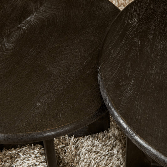 Tatvaacasa Coffee Table Black – Set of 2 (Solid Wood)