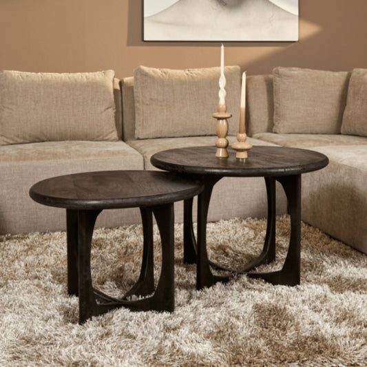 Tatvaacasa Coffee Table Black – Set of 2 (Solid Wood)
