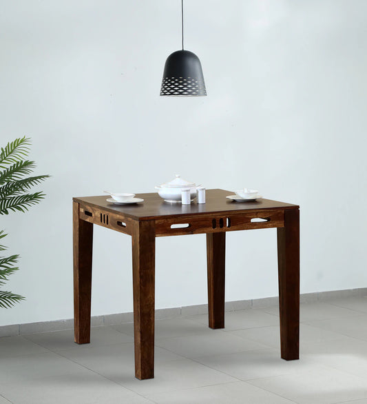 Sheesham Wood 2 Seater Dining Table In Teak Finish